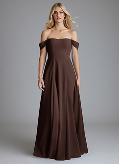 Azazie Seriana Final Sale Black A-Line Off the Shoulder Chiffon Dress image5