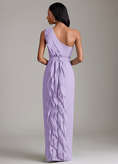 Azazie Venita Vestidos de damas de honor Vestido de Lila de Gasa de Corte Recto con Volante image2