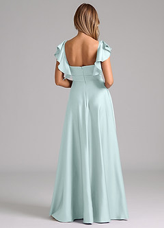 Azazie Leilani Robes de demoiselle d'honneur Robe Trapèze en Satin extensible Rayé Verre De Mer image2