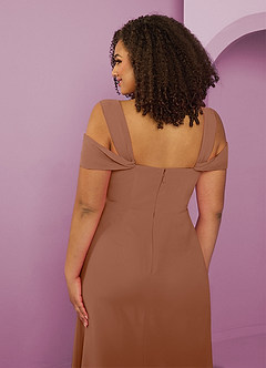 Barbie ♥ Azazie Jurken voor bruidsmeisjes Jurk van Chiffon met A-Lijn Off the Shoulder Bronzeertint image13