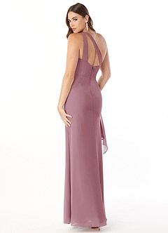 Azazie Maive Bridesmaid Dresses Vintage Mauve Sheath Pleated Ruffle Chiffon Dress image4