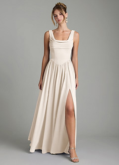 Azazie Novi Bridesmaid Dresses White Alabaster A-Line Pleated Chiffon Dress image4