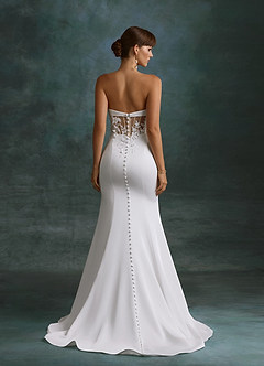 Azazie Katniss Robes de mariée Robe Sirène en Crêpe Dos Satin Bustier Diamant Nude image5