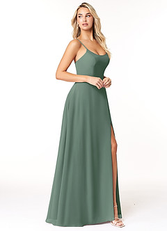 Azazie Moira Bridesmaid Dresses Eucalyptus A-Line Scoop Chiffon Dress image4