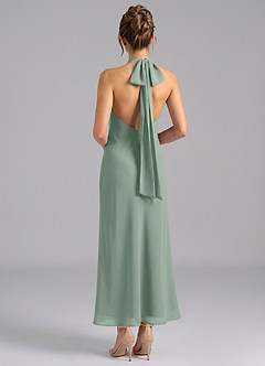 Azazie Velli Bridesmaid Dresses Silver Sage Mermaid High Neck Chiffon Dress image2