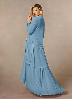 Azazie Anne Mother of the Bride Dresses Steel Blue Sheath Sweetheart Sequins Lace Dress image2