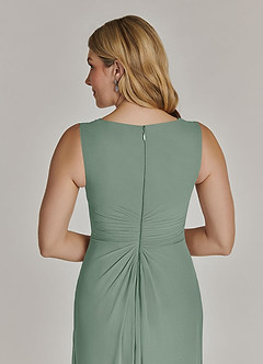 Azazie Manuella Mère de la mariée Robes Robe Trapèze en Mousseline de soie Col V plissé Sauge D'argent image9