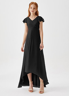 Azazie Breanne Junior Vestido de Negro de Gasa de Corte En A image4