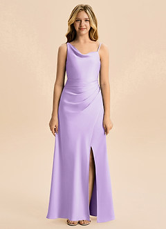 Azazie Abby Junior Lilac A-Line Pleated Stretch Satin Dress image5