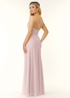Azazie Naeem Bridesmaid Dresses Blushing Pink A-Line V-Neck Ruffle Chiffon Dress image4