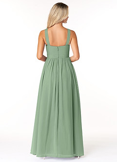 Azazie Elvira Abiti da Damigella Abito A-Line in Chiffon Plissettato Matcha image2