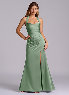 Azazie Destiny Bridesmaid Dresses Matcha Mermaid Sweetheart Neckline Stretch Satin Dress image6