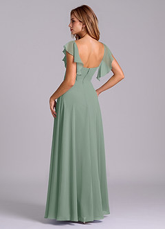 Azazie Leilani Bridesmaid Dresses Silver Sage A-Line Pleated Chiffon Dress image6