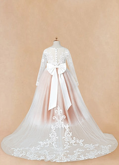 Azazie Elodie Flower Girl Dresses Ivory Paprika Ball-Gown Lace Dress image13