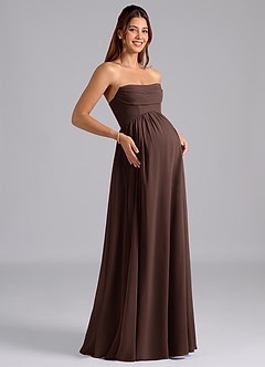 Azazie Saige Vestidos de dama de honra para maternidade Vestido Linha A Plissado Comprimento do chão Chiffon image8