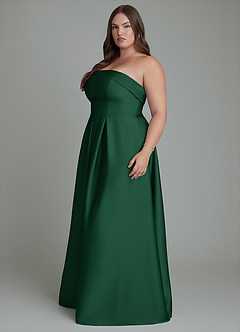 Azazie Lucienne Vestidos de damas de honor Vestido Verde Oscuro de Satén Elástico de Línea A Convertible con Palabra de honor image11
