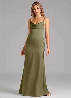 Azazie Aimee Brautjungfernkleider A-Linie Herzausschnitt Stretch-Satin Kleid Pistazie image4