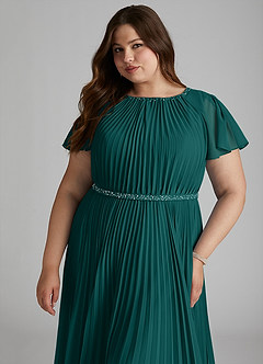 Azazie Kara Modest Bridesmaid Dresses A-Line Pleated Chiffon Floor-Length Dress image15