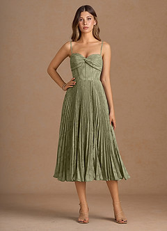 Annie Pistachio Pleated Midi Dress image4