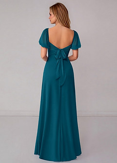 Azazie Fatima Bridesmaid Dresses Ink Blue A-Line with Pockets Chiffon Dress image5