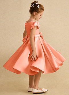 Azazie Pearl Flower Girl Dresses Sunset Ball-Gown Pleated Matte Satin Dress image3
