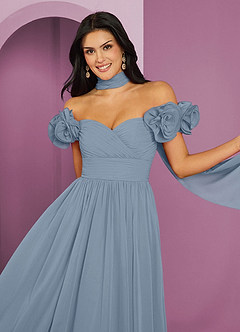 Barbie ♥ Azazie Bridesmaid Dresses Dusty Blue A-Line Off the Shoulder Chiffon Convertible Dress image4