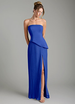 Azazie Tierney Bridesmaid Dresses Royal Blue A-Line Strapless Chiffon Convertible Dress image4