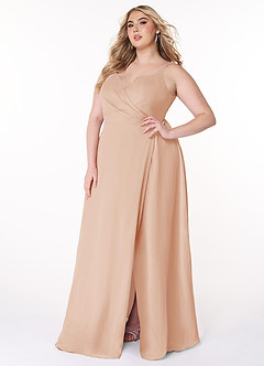 Azazie Lennon Abiti da Damigella Abito A-Line in Chiffon Pizzo Rosa Inglese image10