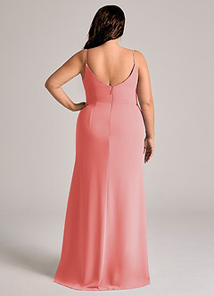 Azazie Deandra Bridesmaid Dresses Coral Mermaid Pleated Chiffon Dress image8