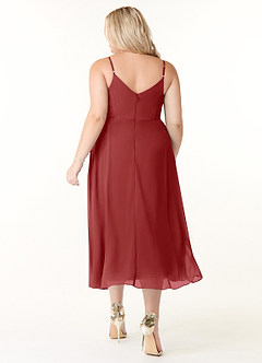 Azazie Clarissa Bridesmaid Dresses Rust A-Line V-Neck Chiffon Dress image8