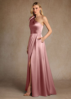 Azazie Easton Mother of the Bride Dresses Dusty Rose A-Line One Shoulder Stretch Satin Dress image2
