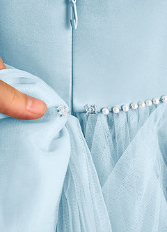 Azazie Tinie Flower Girl Dresses Sky Blue Ball-Gown Bow Tulle Dress image8