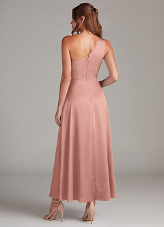 Azazie Brooke Suknie dla druhen Linia A Jedno ramię Satyna elastyczna Długość kostki Sukienka image7