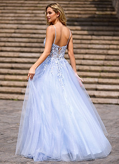 Beadwork Bleu Robe de bal princesse en tulle image2