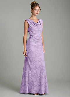 Azazie Kieryn Bridesmaid Dresses Lilac Mermaid Pleated Floral Burnout Dress image4