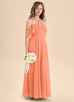Azazie Tessabelle Junior Jurk van Chiffon met A-Lijn Off the Shoulder Zonsondergang image5