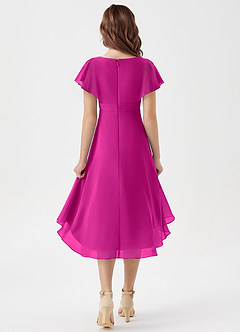 Azazie Graciela Junior Fuchsia A-Line Pleated Chiffon Dress image2