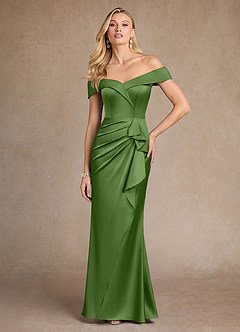 Azazie Laredo Moeder van de bruid jurken Zeemeermin Jurk van Stretch Satijn Off the Shoulder Basilicum image3