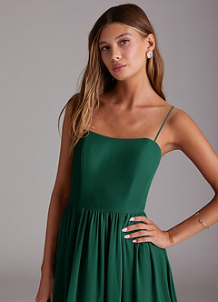 Azazie Calianna Bridesmaid Dresses Emerald A-Line Off the Shoulder Chiffon Convertible Dress image2