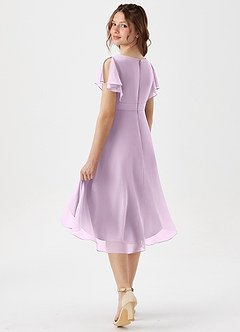 Azazie Graciela Junior Frosted Lilac A-Line Pleated Chiffon Dress image6