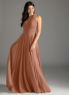 Azazie Charlize Jurken voor bruidsmeisjes Jurk van Chiffon met A-Lijn One-Shoulder Bronzeertint image3