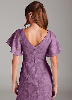 Azazie Ambrosia Jurken voor bruidsmeisjes Jurk van Bloemen Burn-out met A-Lijn Geplooid Blauweregen image2