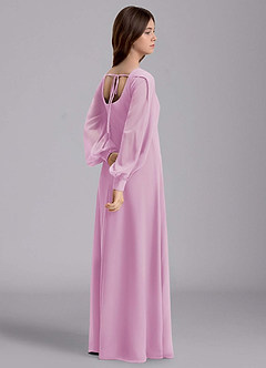 Azazie Bondi Junior Candy Pink A-Line Blouson Chiffon Dress image6