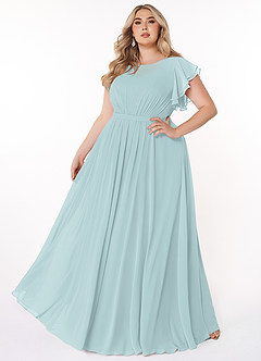 Azazie Daphne vestidos de dama de honor modestos Vestido de Corte En A Volantes Hasta el suelo Gasa image1