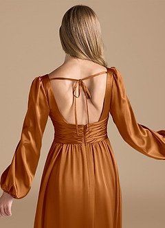 Azazie Norah Final Sale Auburn A-Line Metallic Satin Dress image7