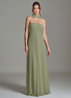 Azazie Ilana Bridesmaid Dresses Pistachio A-Line Strapless Chiffon Dress image4