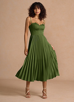 Amélie Olive Green Midi Dress image3