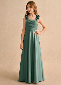Azazie Rosita Girls Formal Flower Girl Klänningar Klä A-Line i Stretch Satin Plisserad image4
