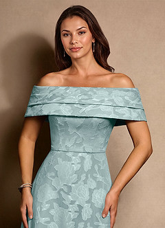 Azazie New Britain Kleider für die Brautmutter A-Linie Plissee Blumen-Burnout Kleid Nebel image5