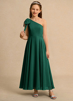 Azazie Guppy Junior Formal Flower Girl Klänningar Klä A-Line i Chiffong Ena axeln image3